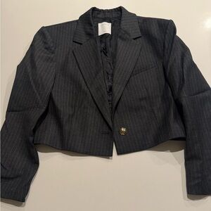 Sandro Black Pinstripe Cropped Blazer